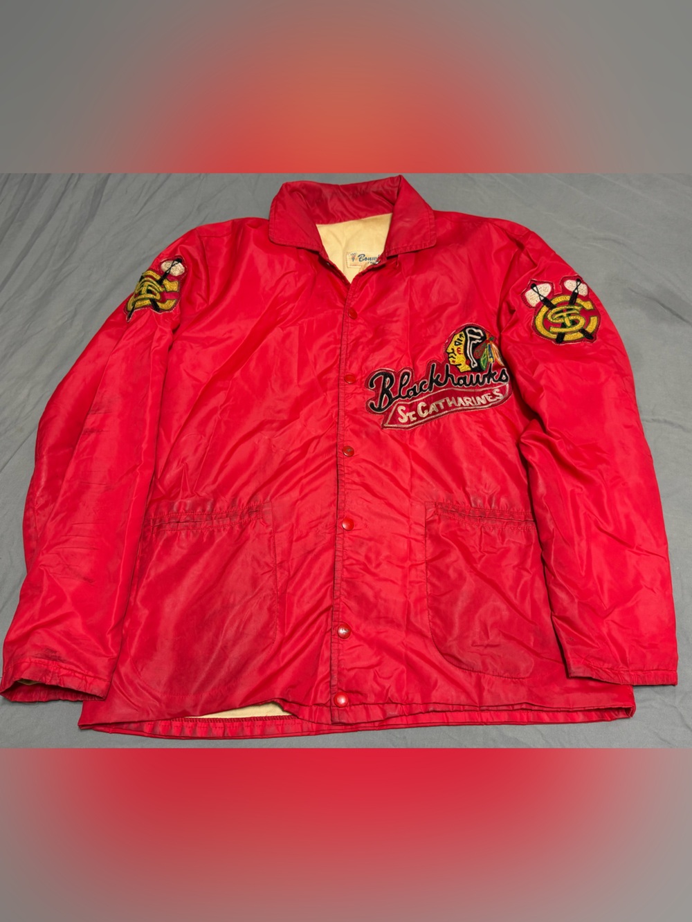NHL OHA St. Catharines Blackhawks 1970s Game Worn Used Jacket XL RARE